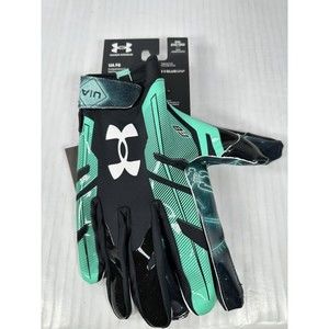 NEW Under Armour Grip F8 Adult Football Gloves LOCK IN Black Green 2XL 1370840